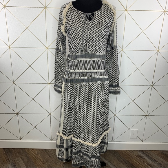 Cost Plus World Market Boho Long Sleeve Fringed Dress Size Small/ Medium